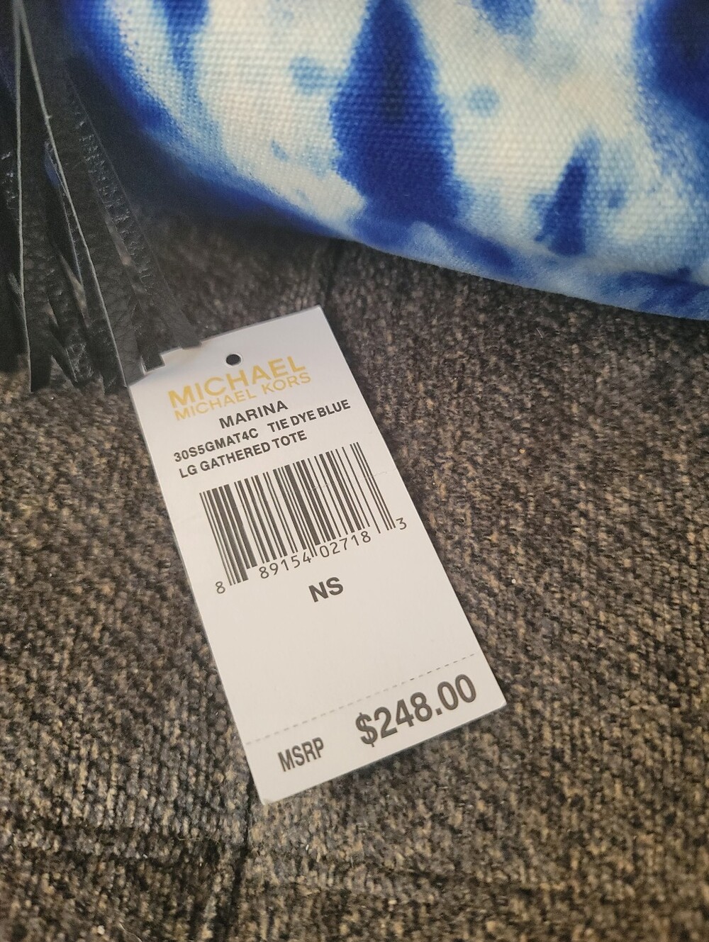 Michael Kors Marina Tie Dye Large Blue Gathered Tote NWT - Picture 3 of 17